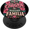 Elegant Botanical Love Lettering Graphic Cuore floreale famiglia spagnola citazione grafica Eres Corazon rosa PopSockets PopGrip Adesivo