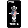 Merica USA Patriotic Cute Funny 4th of J Custodia per iPhone 7 Plus/8 Plus FSM Pastafari Bandiera Americana Occhiali Da Sole Cappello Da Cowboy