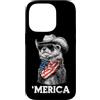 Merica USA Patriotic Cute Funny 4th of J Custodia per iPhone 14 Pro Furetto Bandiera Americana Bandana Occhiali Da Sole Cowboy Cappello Country