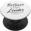 Debt Free Scripture Apparel Proverbi 22:7 Il mutuatario è al servizio del prestatore senza debito PopSockets PopGrip Adesivo