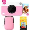 KODAK Printomatic Pacchetto iniziale per macchina fotografica a stampa istantanea a colori + Custodia morbida + Carta fotografica Zink 20pk - Foto colorate su carta adesiva 2x3 - Rosa