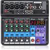 XTUGA A6 Mixer Mixer Audio 6 Canali, Console Mixer USB Con Bluetooth e Alimentazione Phantom 48V, Funzione Loop, Adatto per spettacoli, riunioni e trasmissioni in diretta