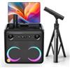 Ikarao Break X2 Karaoke con Asta Microfono, Schermo Touch 10,1, 2 Microfoni Wireless, Cassa Bluetooth 300W, Wi‑Fi, HDMI per TV e Feste