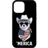 Merica USA Patriotic Cute Funny 4th of J Custodia per iPhone 12 Pro Max Furetto Bandiera Americana Bandana Cowboy Hat Cool Occhiali da Sole