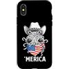 Merica USA Patriotic Cute Funny 4th of J Custodia per iPhone X/XS Flying Spaghetti Monster Pastafari FSM Bandiera Americana Bandana