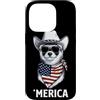 Merica USA Patriotic Cute Funny 4th of J Custodia per iPhone 14 Pro Furetto Bandiera Americana Bandana Cowboy Hat Cool Occhiali da Sole