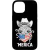 Merica USA Patriotic Cute Funny 4th of J Custodia per iPhone 15 Flying Spaghetti Monster Pastafari FSM Bandiera Americana Bandana