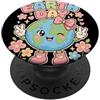 Kawaii Eco Friendly World Face Graphics Carino Terra Giornata Pianeta Carattere Grafica Sorridente Globe PopSockets PopGrip Adesivo