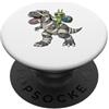 US32 Alien Dinosaur Divertente alieno che cavalca dinosauro che tiene spazio costume di Halloween PopSockets PopGrip Adesivo