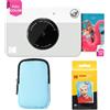 KODAK Printomatic Pacchetto iniziale per macchina fotografica a stampa istantanea a colori + Custodia morbida + Carta fotografica Zink da 20 pezzi - Foto colorate su carta adesiva 2x3 - Grigio