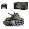 wheelfun Heng Long Disponibile a magazzino, Carro armato radiocomandato 1/16 Personalizzato M4A3 Sherman RC con torretta rotante 360° a infrarossi, 3898, Combattimento in metallo, cingoli fumanti, generatore