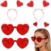 OCHILIMA Accessori per costume da Cupido, 2 cerchietti a forma di cuore, con glitter e 2 occhiali a forma di cuore, con 5 tatuaggi a cuore, costume da cupido da donna per carnevale, San Valentino