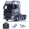 Wheelfun 770S - Modellino di trattore radiocomandato in plastica 1/18 con batteria RTR 7,4 V, effetti sonori, luce 19 CH - Modello di camion - A partire da 14 anni (grigio)