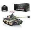 wheelfun 2,4 G Scala 1/16 7.0 Plastica German King Tiger RTR RC Tank Modello 3888A Torretta rotante a 340° Infrarossi Combattimento Sollevamento Suono Leggero