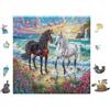 RTTASVLZX Black And White Horses Rompicapo 100 Pezzi Per Creatività Bambini Cartone Spesso Tema Fantasy Per Passatempo Creativo Attività Educativa Con Poster Incluso 28x28cm
