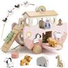 Joyreal Arca di Noè Legno - Giochi Montessori 1 2 3 Anno, Giochi in Legno per Bambini, Bomboniere Battesimo Bambina Bambino, Giocattoli Educativi Regalo