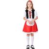 Generico Vestito da Ragazza Oktoberfest Dirndl Bambina Abito Tradizionale per Feste della Tedesco Gonna da Cameriera Bambina Oktoberfest Maidcostume Gonna a Maniche Corte e Calzini (Red, 9-10 Years)