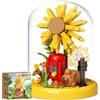 MIFKLMV Set di Blocchi da Costruzione Capybara Fiori,134 Pezzi Micro-Particelle Capybara e Girasole, Completo di Coperchio Antipolvere e Base,Regalo Creativo per Bambini ＆ Adulti