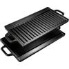 32ndShop 32nd Piastra in Ghisa Adatta per Piani Cottura a Gas, Elettrici e a Induzione, Piastra Grill a Doppia Faccia con Superfici Piatte e Rigate - 46cm x 23cm
