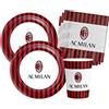 Isola Party Kit Festa di Compleanno Milan per 8 Persone Eco-Friendly (8 Piatti ⌀ 23 cm, 8 Bicchieri 266 ml, 20 Tovaglioli 33x33 cm)