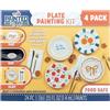 TULIP Kit per Pittura in Ceramica Tulip Dipinto da Me - 4 Piatti Dipingibili, 16 Colori Sicuri per Alimenti & 4 Pennelli, Lavabile in Lavastoviglie, Dipingi la Tua Ceramica a Casa