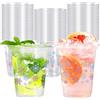 Whaline 50 bicchieri usa e getta da 350 ml, in plastica trasparente, con fiocco di neve, per Natale, inverno, caffè, succhi di frutta, bevande, paese delle meraviglie