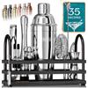 BARE BARREL Mixology - Set da bar per barista, 14 pezzi, set di shaker da cocktail | strumenti di miscelazione per barista casalingo, 35 biglietti di ricette, confezione regalo (shaker calzolaio da