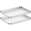 SHENGRUI Set di 2 teglie da forno rettangolari in acciaio inox, facili da pulire e lavabili in lavastoviglie, perfette per torte, lasagne, biscotti, pizza, pane (23,5 x 17,5 x 2,5 cm)