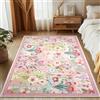 MOSISO 91 x 152 cm Tappeto Soggiorno, Motivo Floreale Intrecciato, Morbido e Antiscivolo Interni Pelo Corto Finta Lana Rettangolare Lavabile per Arredo Casa,Comodino, Camera Letto,Sala Pranzo, Rosa