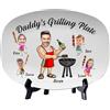 SweetJECCU Piatto per barbecue personalizzato con faccina divertente, per barbecue, con nome della foto, regalo di compleanno per papà, nonno, marito, figlia, figlio, moglie (stile 3)
