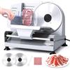 Moongiantgo Affettatrice Elettrica da Casa, Affettatrice Professionale con Blocco di Sicurezza, Spessore Regolabile 0-15mm, 2x Lama in Acciaio Inox da 19cm per Carne/Pane/Formaggio/Verdura (200W)