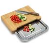 naturlik Tagliere da Campeggio per Camper e Van con Vaschetta in Acciaio Inox Magnetica - Tagliere in Bambù Salvaspazio per Cucina Camper, Vanlife, Caravan e Outdoor - Accessorio Camper