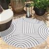carpet city Tappeto per interni ed esterni, grigio, crema, reversibile, 160 cm, rotondo, motivo geometrico, resistente alle intemperie, per balconi, terrazze, tappeti moderni, interni, soggiorno,