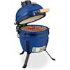 Relaxdays Barbecue a Carbonella Stile Kamado, Griglia Ø 26 cm in Ceramica, BBQ Carbone da Esterno Termometro 450°C
