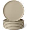 Amazon Basics Piatti Piani in Gres Smaltato, Set di 6 Pezzi, Adatti al Microonde e alla Lavastoviglie, 27cm, Grigio Lino