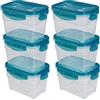 Amazon Basics Set di 6 contenitori ermetici per alimenti da 1 litro, con coperchio, in plastica senza BPA, adatti per frigorifero, congelatore, microonde e lavastoviglie, trasparenti
