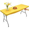 Morbuy Tovaglia Rettangolare con Bordo Elastico, Copritavolo Rettangolare con Elastico Tovaglie Esterno Antimacchia per Giardino, Picnic e Feste (153x76cm,Giallo oro)