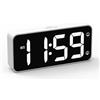 HOMVILLA Sveglia Digitale da Comodino con Ampio Display, 5-100% Luminosità e Volume Regolabili, 2 Allarme, 8 Suonerie, Snooze, Alimentato Dalla Rete Elettrica (Adapter Incluse) Bianco