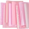 CALFOVERA 13 x 8 Pollice 8 Colori Rosa Serie Tessuto Vinilico Sintetico Fogli di Pelle PU Tinta Unita 8 Stili Finta Pelle Rotoli Set Similpelle Morbida Impermeabile per Artigianato Fai da Te