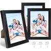 FALSKT 3PCS Cornice Foto 13x18cm Nero Cornice Legno in MDF Portafoto da Tavolo Cornici Foto con Vetro Acrilico Cornici in Legno per Foto Soggiorno Camera da Letto,3PCS Ganci Adesivi Per Quadri