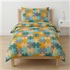 Riad Arredo Set Copripiumino 100% Cotone Morbido Mano Delicata - Parure Sacco Piumino con Federe Made in Italy (Puzzle Light,Piazza E Mezzo 200x250 cm + 1 Federa 52x82)