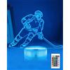 Attivolife Luce notturna 3D a forma di hockey su ghiaccio, lampada a LED con ologramma ottico da comodino, con telecomando + timer, 16 colori cangianti, decorazione per camera da letto, regalo di