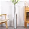 Leewadee Vaso Argento Decorativo Per Fiori O Pampas Da Interno Da Terra, Alto 85 cm, Resina