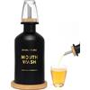Ledanba Dispenser per collutorio per bagno, 334,5 g, bottiglia in vetro con tazza e vassoio in bambù, scritta dorata stampata a caldo, base in silicone, accessorio da bagno moderno (nero)