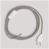creative cables Creative-Cables Cablaggio per lampada con cavo in cotone da 1,8 m - (Cavo 2x0,75 mm² tortora RC43, spina EU e interruttore bianchi) - Conforme a standard di sicurezza