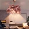 AstrizLamp Lampadario in Piume, Colore pasta di fagioli Paralume Morbido Moderna LED Plafoniera a 6 Luci 4500K Lampada a Sospensione a Soffitto in Piume Naturali, per Soggiorno Camera Letto Stanza Bambini φ-65cm