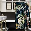 Amaredom Tenda da Doccia con Motivo Fiori Neri per Bagno, Foglie Colorate, Tenda, Decorazione Bagno, Set Tenda da Doccia con Ganci - 120cm x 200cm