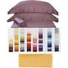 RICAMI FIORENTINI BALDI Completo Letto Monocromo Raso di Cotone 100% Satin 210TC sopra+sotto Angoli+federe. Prodotto Artigianale Toscano. Giallo Oro 322, Matrimoniale Maxi