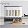 Lilyeriy Dispenser per cereali da 10 l, in plastica, 5 griglie, con coperchio, contenitore per alimenti, contenitore con misurino