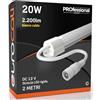 Eurocali Striscia LED 2 metri Rigida con profilo in alluminio 20W 12V 2200 lumen Luce Calda 3000K - Plug&Play